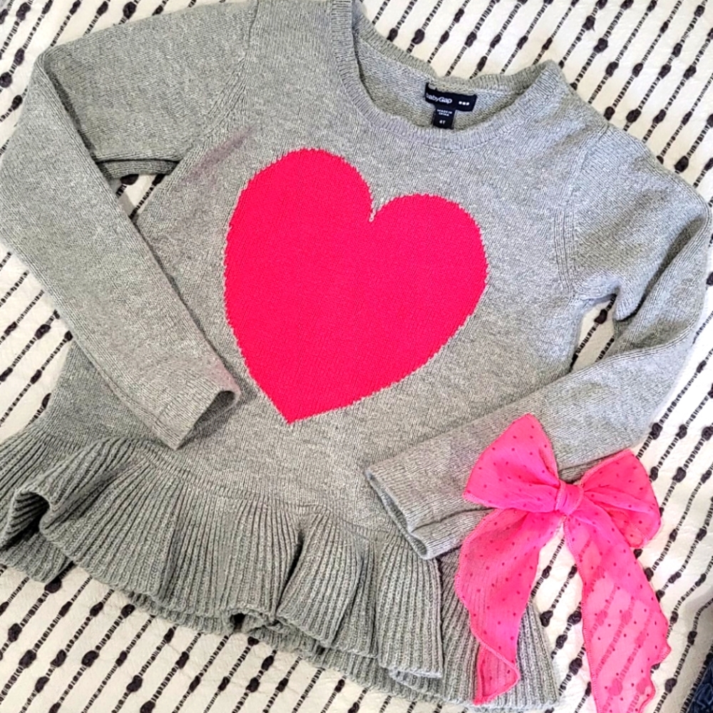 GAP heart ruffle sweater